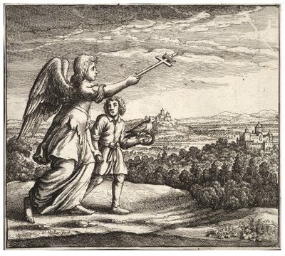 The Angelic Guide (State 1) by Wenceslaus Hollar
